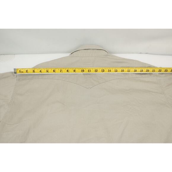 Panhandle Slim Beige Pearl Snap Button Down Shirt Men L Western Long Sleeve - Picture 5 of 13
